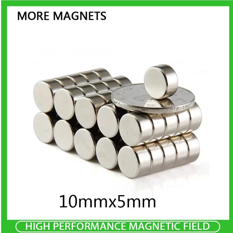 10 ~ 200 sztuk 10x5mm potężne płaskie magnesy neodymowe 10mm x 5mm szukaj średnica magnes okrągłe magnesy 10*5mm