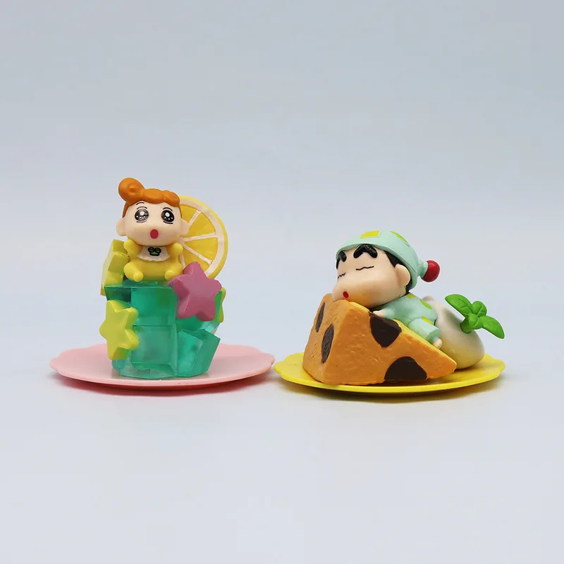 Figurines de Dessin Animé Shin Chan pour Enfant, Collection d'Ornements de Gâteau au Beurre, Modèle Kawaii, Cadeau, 6 Pièces