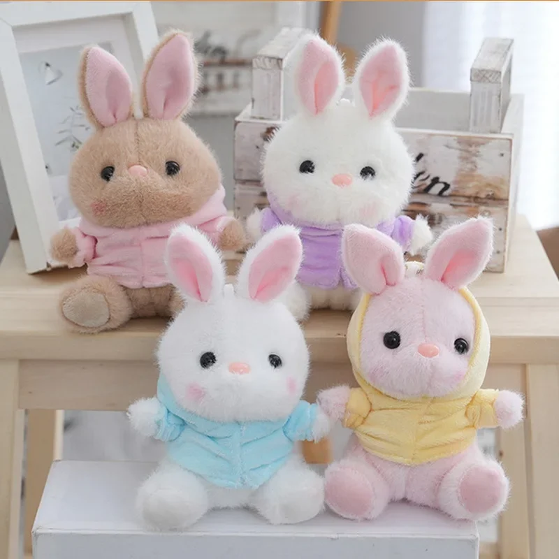 

Cute Wear Hoodie Bunny Plush Toy Cartoon Rabbit Pendant Soft Stuffed Doll Keychain Backpack Car Bag Key Ring Decor Kid Gift