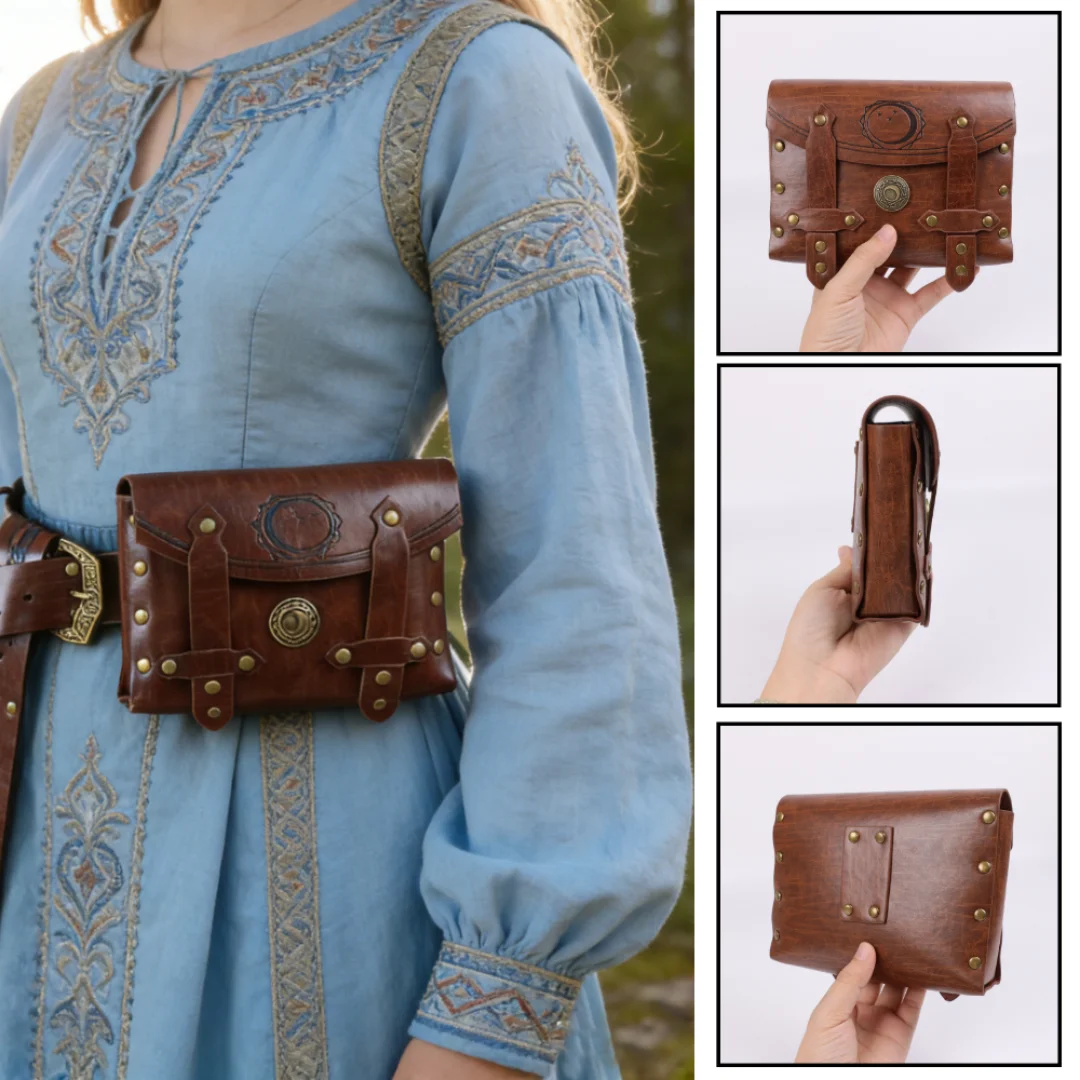 Medieval Viking Style round Disk Pouch Retro COSPLAY Prop Cross-Border Bestseller Fashionable Accessory Set from Mainland China