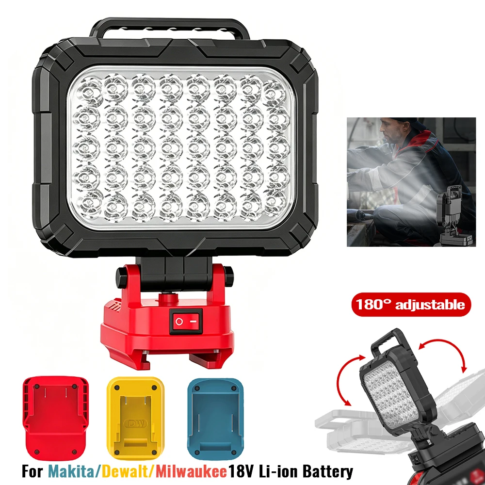 8-inch Work Light For Dewalt\Makita\ Milwaukee 18V  Lithium Battery With USB Port Outdoor Camping Tool Lamp