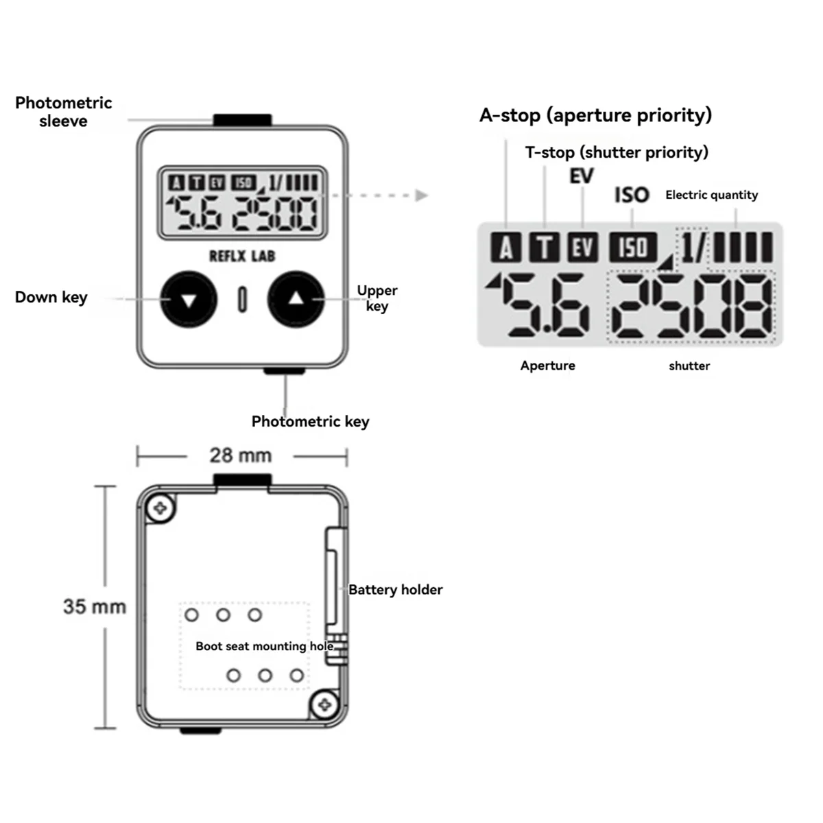 B53CC Light-Meter Photometer Single Reverse for Reflx Lab Rangefinder Camera Light Meter Silver