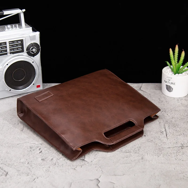 Retro Crazy Horse Pu Leather Business Briefcase Men Handbag Men's Laptop Bag Male Briefcase Hand Bag Document Envelope Bag