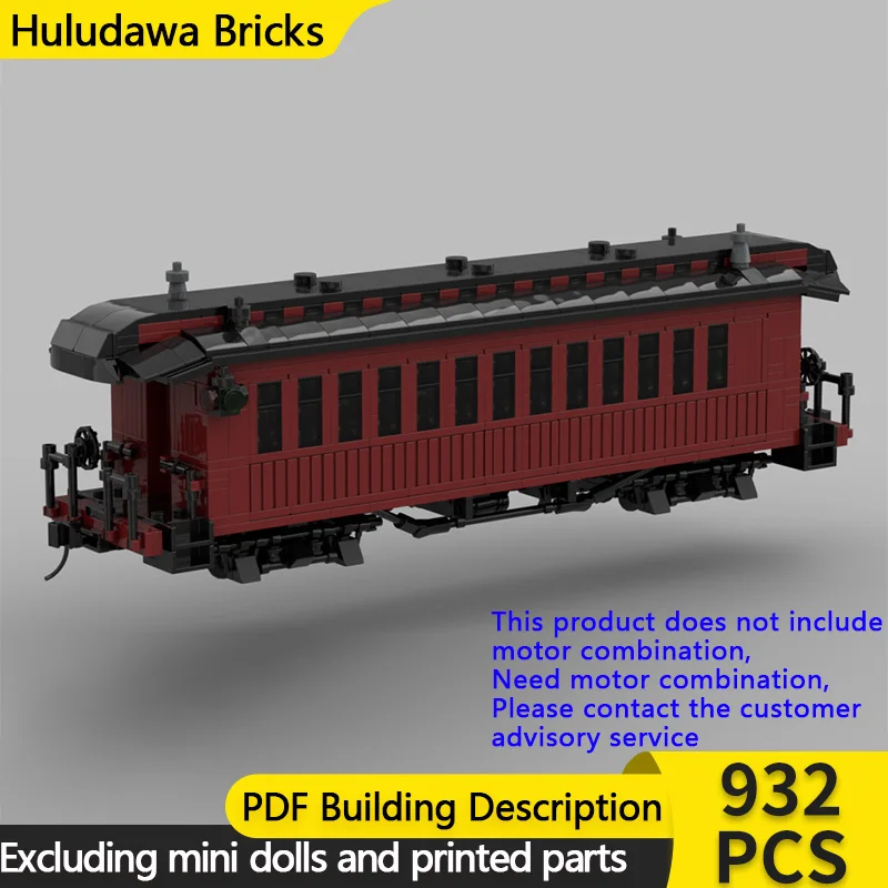 

City Car Model MOC Building Bricks Passenger Coach Narrow Gauge Dark Red Modular Technology Children Holiday Gifts Assemble Toys