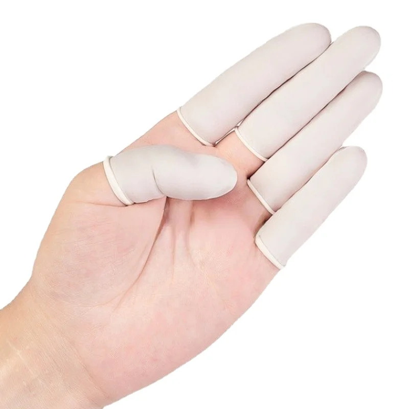 

100pcs/bag Disposable Protective Fingertips Disposable Finger Cover Gloves Natural Rubber Non-slip Anti-static Latex Fingertip