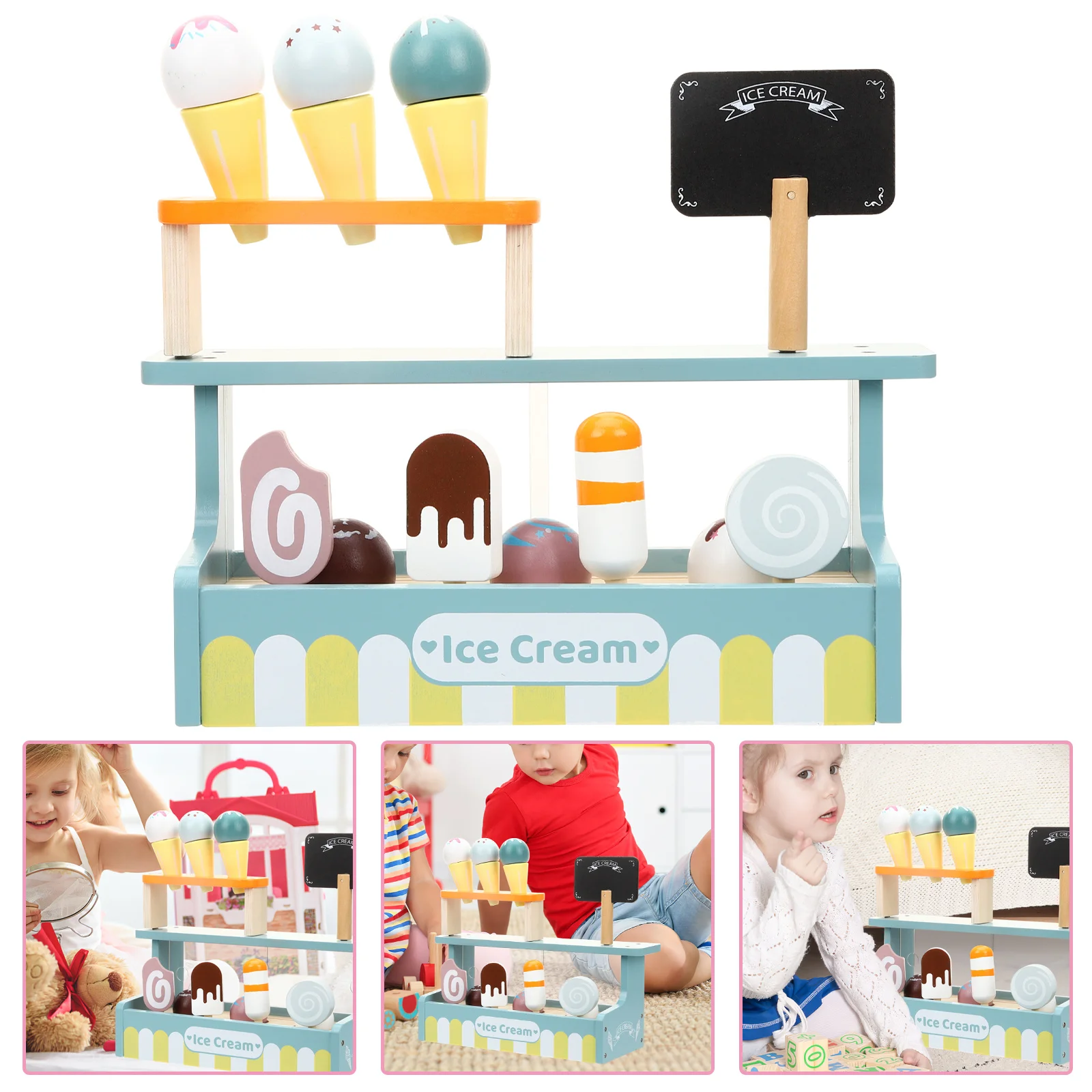 مجموعة واحدة من لعب متجر الآيس كريم للأطفال، لعبة آيس كريم تعليمية ممتعة وإبداع الذاكرة هدية عيد ميلاد