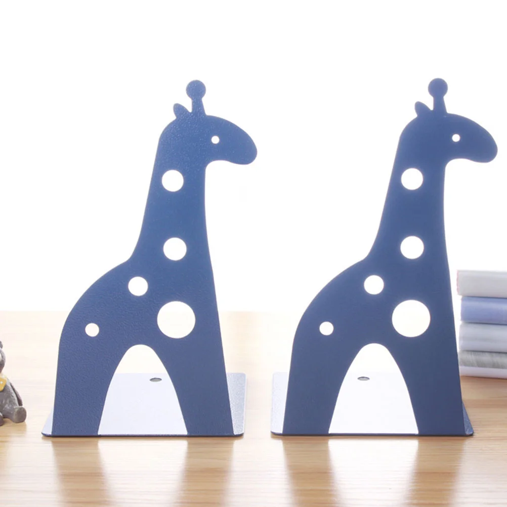 2 Stuks Giraffe Boekensteun Cartoon Dier Antislip Metalen Ganizer Stoppers Materiaal Antislip Beschermt Desktop Boeken