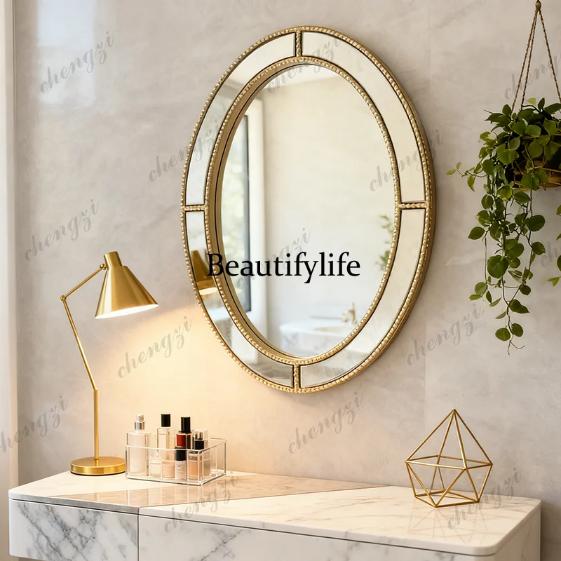 French oval vintage mirror, bathroom mirror, American high-end makeup mirror, bathroom