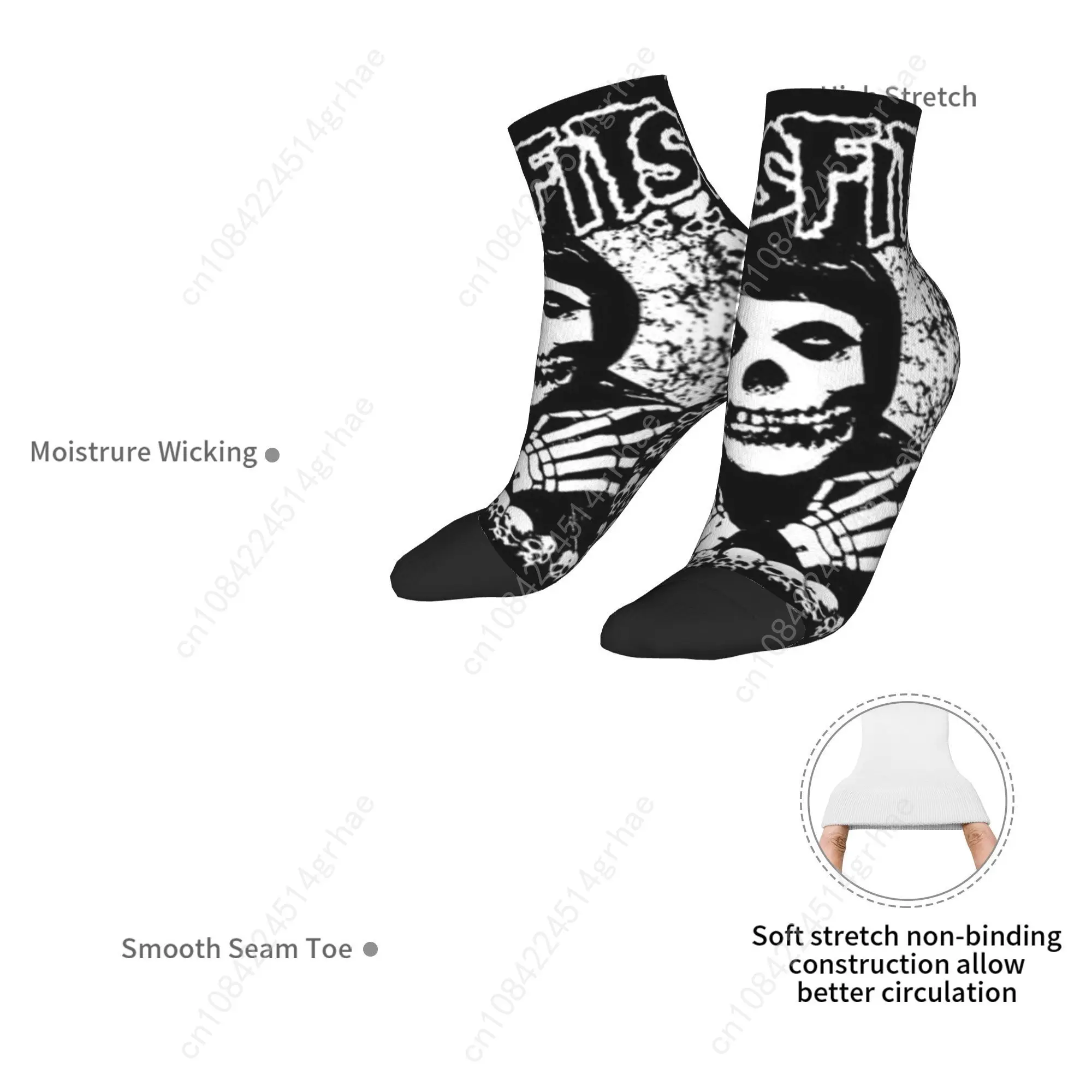 The Misfits Rock Band Pattern Ankle Socks Men  Breathable Leisure Sock Summer Skateboard Anti Bacterial Graphic Socks Gift