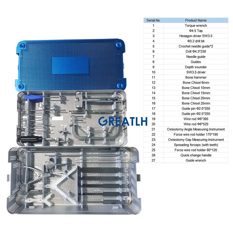 GREATLH HTO Osteotomy Instrument Set Needle Guide Bone Hammer Osteotome Chisel Orthopedic Medical Instrument pet