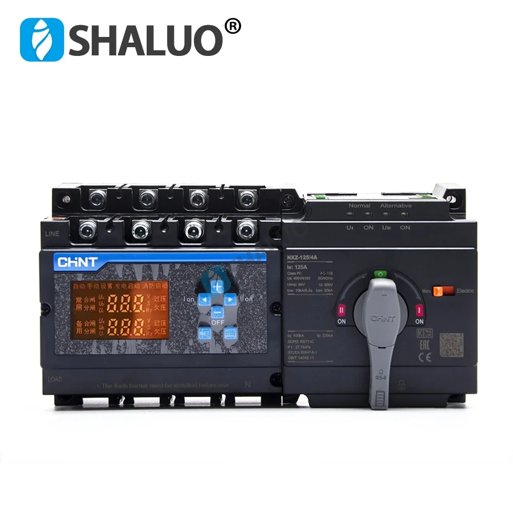 Original CHNT NXZ-125/4A 4P 100A 125A ATS Dual Power Automatic Transfer Switch With Display Control Module QR Code APP Operation