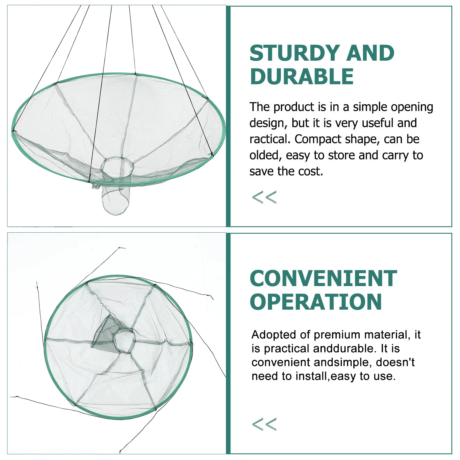 

1Pcs Foldable Fishing Net Hand Net Sturdy Durable Crab Shrimp Lobster Fish Catching Bait Trap Fishing Bait Trap