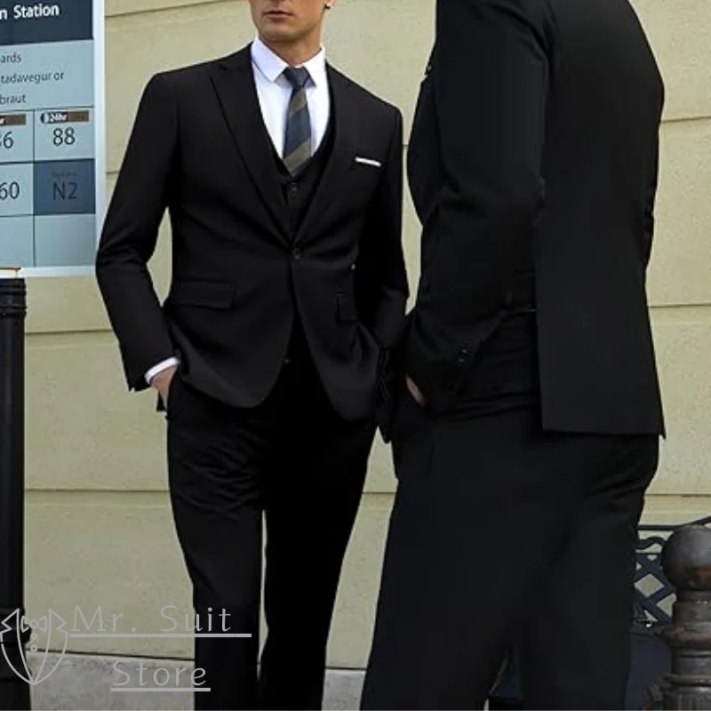 

Классический костюм (пиджак + жилет + брюки) для мужчин, деловой костюм джентльмена, модный, тонкий, однотонный, большие размеры, свадебный костюм шафера