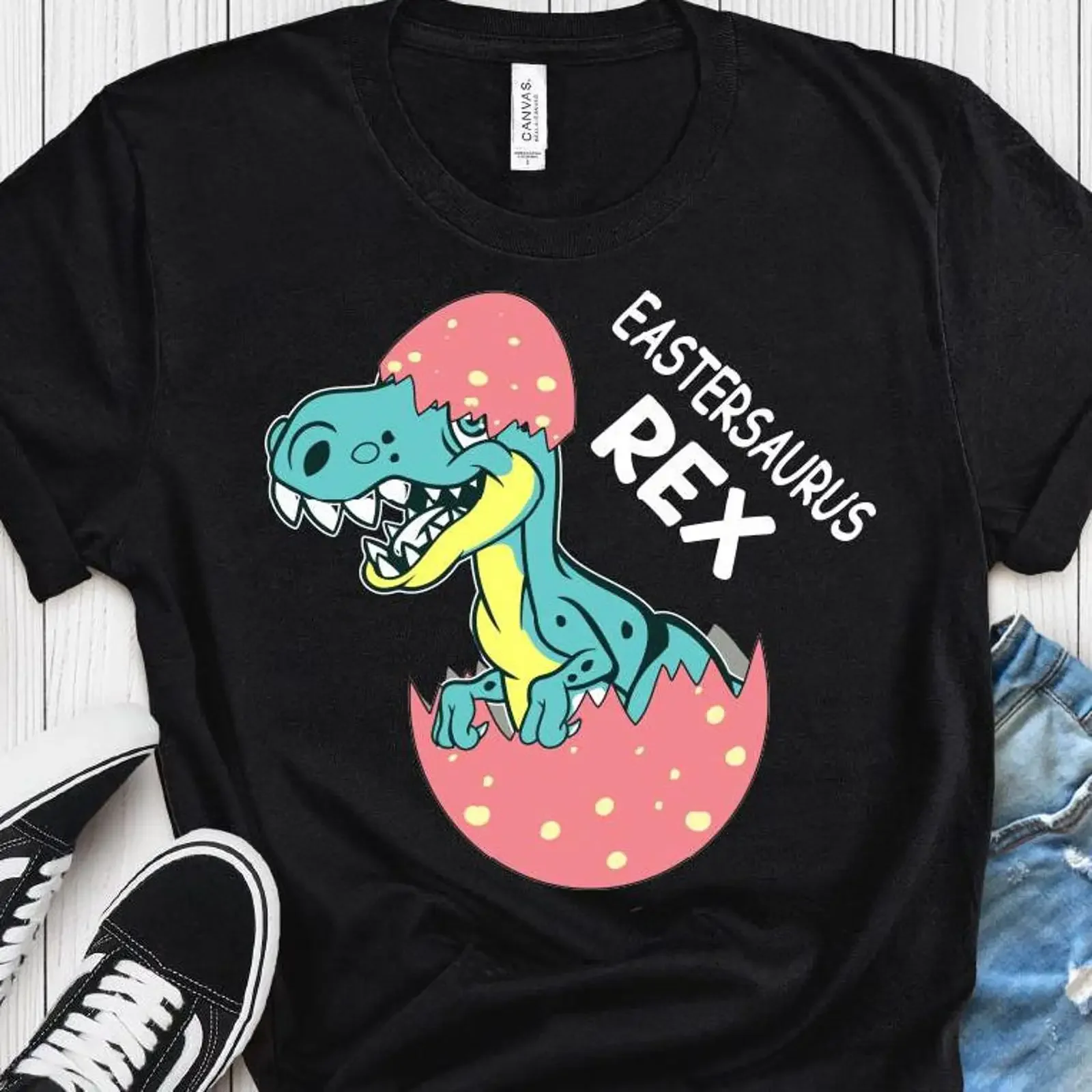 Easterasaurus Rex Kids T Shirt Dinosaur Hatching Easter Youth vintage Washed Casual fashion Slightly designer clothes homme