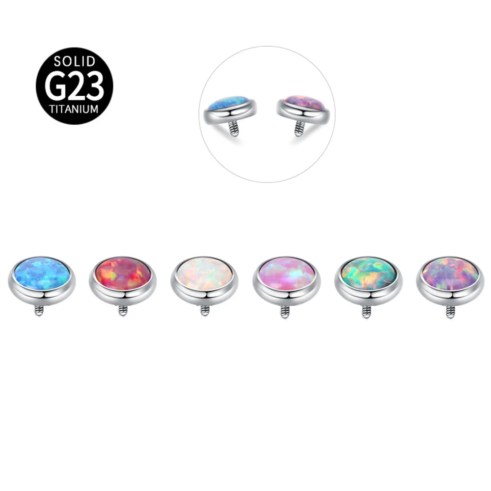 1pcs F136 Titanium Opal Stone Nose Screw Labret Top For Helix Ring Lip Bar Stud Ear Cartilage Tragus Earring Piercing Body Jewel