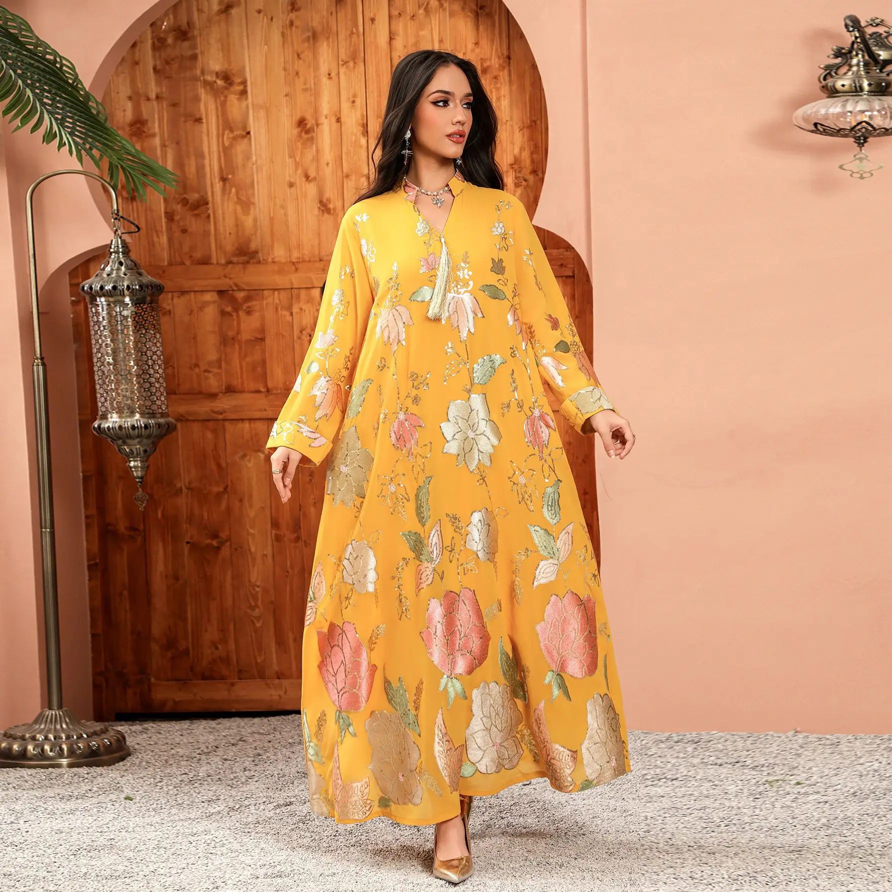 

Ид Абая женское праздничное платье с принтом вышивки мусульманский Дубай Longue Vestidos Largos Ramadan Марокко кафтан халат абайи элегантный