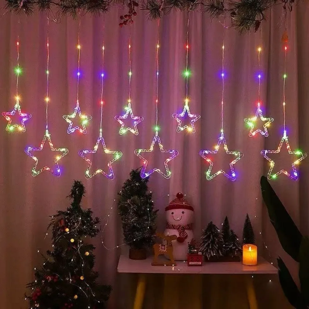 1PC 3M USB スターカーテンライトストリング、リモコン付き、ウォームホワイト/マルチカラー、ラマダン、パーティー、部屋の装飾に使用されます。