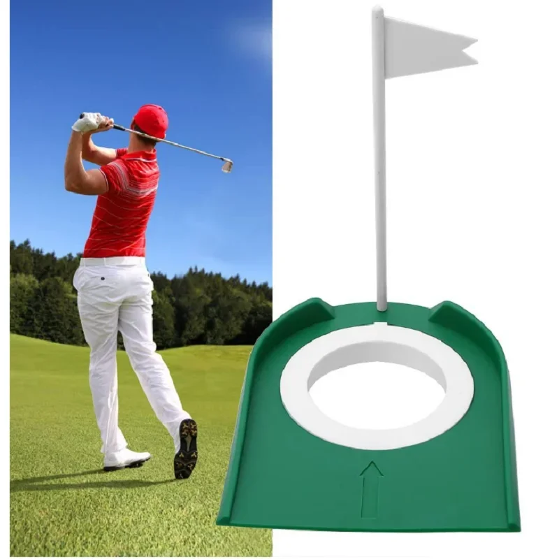 Golf Practice Putting Cup Mat with Hole and Flag Plastic for Indoor Outdoor Office Yard