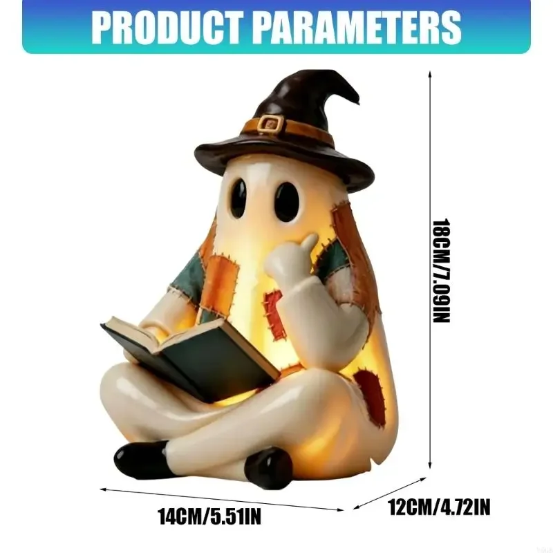 Reading Figurine Lamp with Warm Light, Open Book Figure for Shelf, Desk, Entry Table, Indoor Y5GB