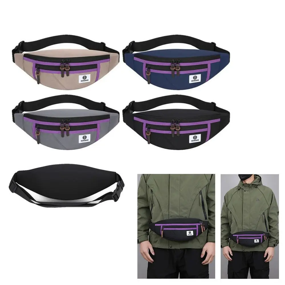 

Casual Waterproof Men Waist Bag Wear-resistant Large Capacity Crossbody Chest Bag Nylon Adjustable Waist Pack Belly Bag Sports