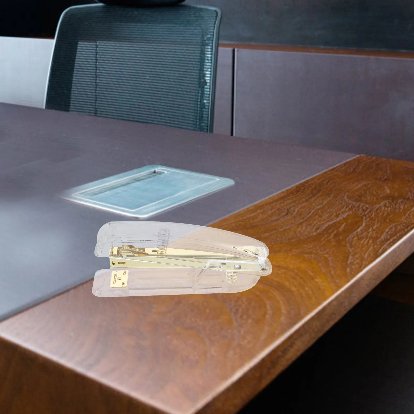 

Rose Gold Transparent Plastic Desk Stapler Lightweight Compact Office School Supplies Stationery Tool For Home Use
