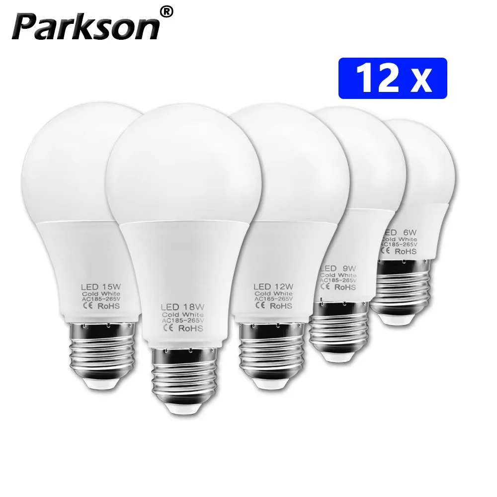 

12 PACK LED Lamp E27 AC 220 240V LED Light Bulbs 3W 6W 9W 12W 15W 18W Table Lamp Indoor Home Lighting Spotlight Bulb