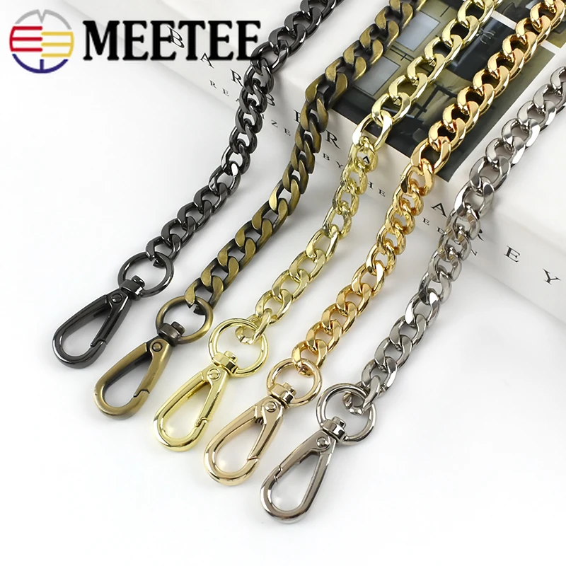 Meetee 60/100/110/120cm Handbag Metal Chains with Buckles DIY Bags Purse Replacement Shoulder Straps Hardware Parts Accessories