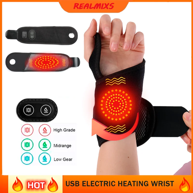 

1PC USB Electric Heating Wrist Band Pad Fitness Wrister Joint Care Hand Wrist Protection Heated Bracer Health Rehabilitation