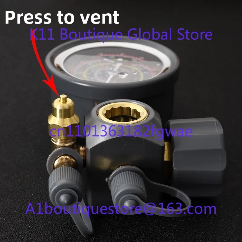 R22r32 Press Exhaust Oil Filling Single Meter Fluorometer Air Conditioning Pressure Gauge Refrigeration Repair Tool