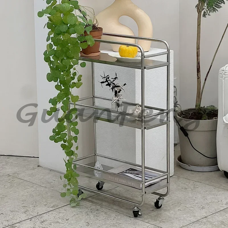 Modern Rolling Metal Storage Rack, Detachable Wheel Design, Multi-tier Shelving Unit for Kitchen & Home Utility Cart