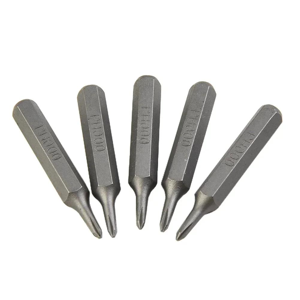 Chave de fenda transversal magnética, Hex Shank Nutdrivers, ferramentas manuais, PH0000, PH000, PH00, PH0, PH1, PH2, 4mm, 28mm, 5 pcs