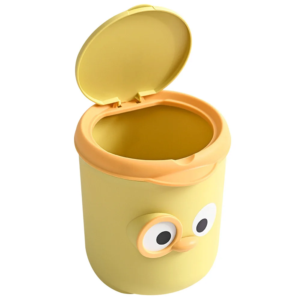 

Mini Desktop Trash Can with Lid Cartoon Design Small Waste Basket for Home Office Table Garbage Bin Desktop Garbage Can