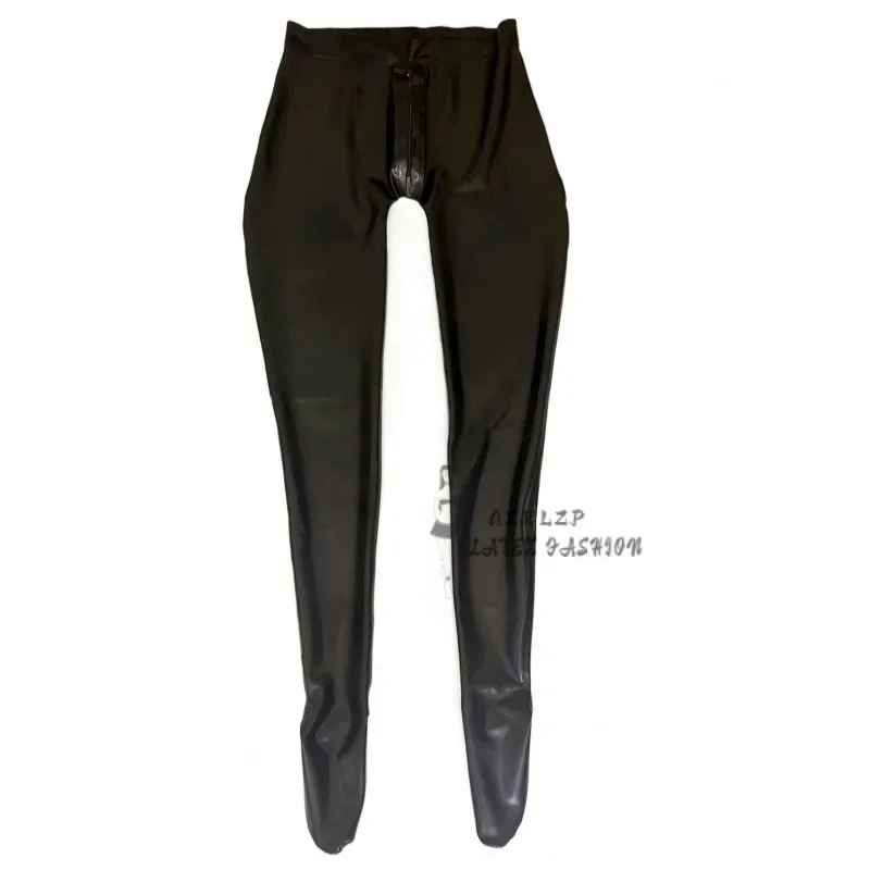 

Latex Men Black Trousers Adult Sexy Pants Crotch Zipper