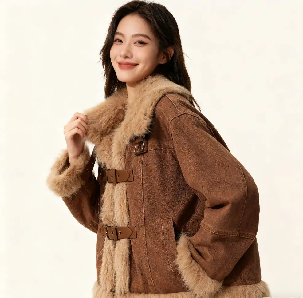 

Джинсовые пальто, зимние меховые плюшевые женские осенние облегающие минималистичные уличные трендовые легкие лоскутные куртки реглан против морщин