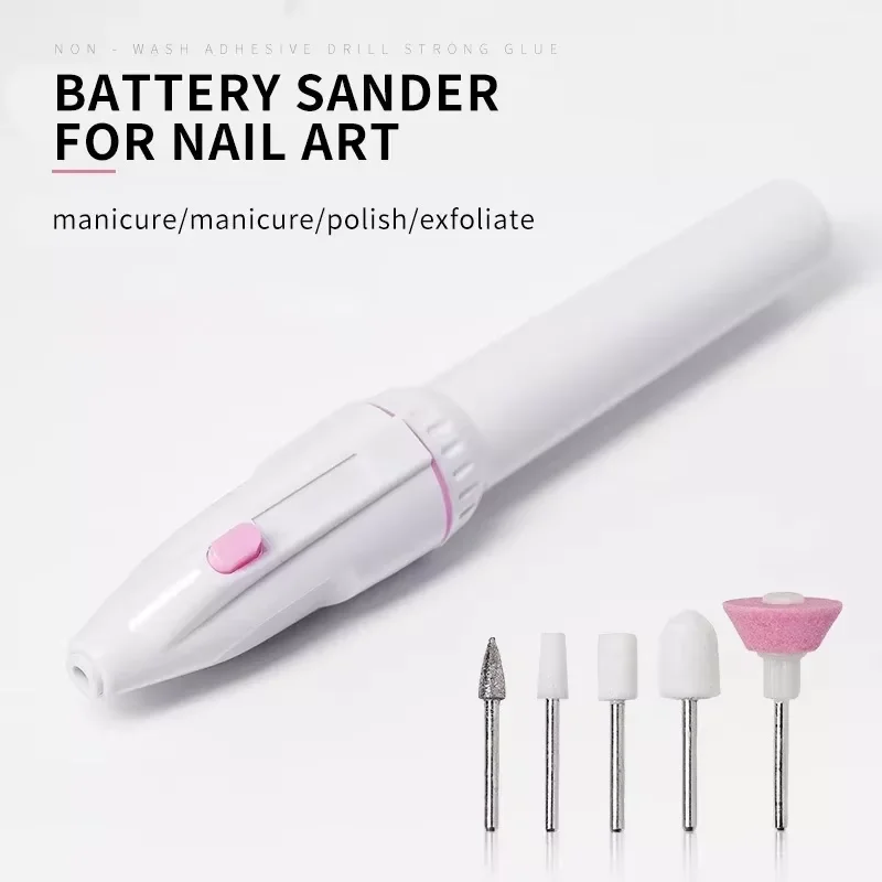 LULAA 5 In 1 Electric Nail Filer Nail and Pedicure Tool Portable Electric Nail Mannequin Battery Powered Ideal for Home DIY