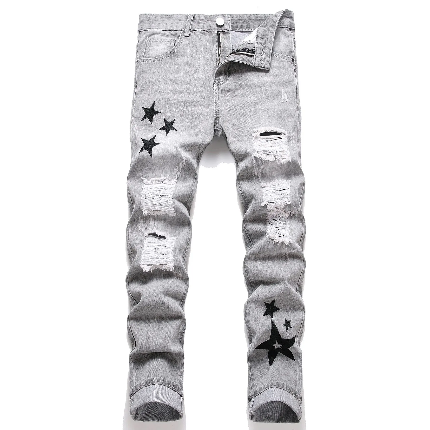 

Мужские джинсы Y2K с прямым кроем и эффектом потертости, средней посадки, из ПВХ-материала, нейтральные, повседневные брюки CleanFit