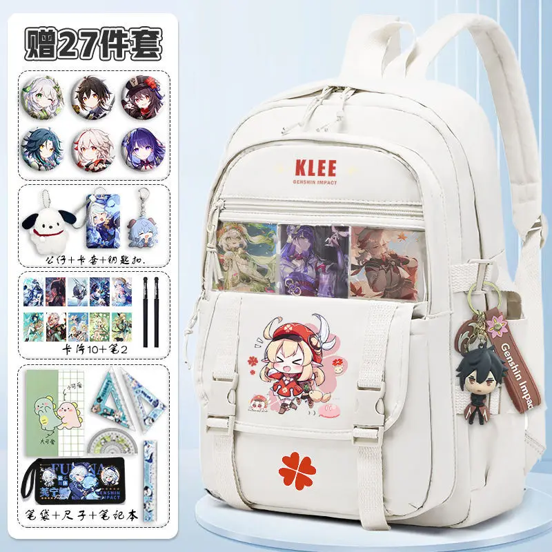

Genshin Impact Q Version Cute Klee Mondrian Hu Tao Collaboration For Primary And Secondary School Students Anime Backpack Doub