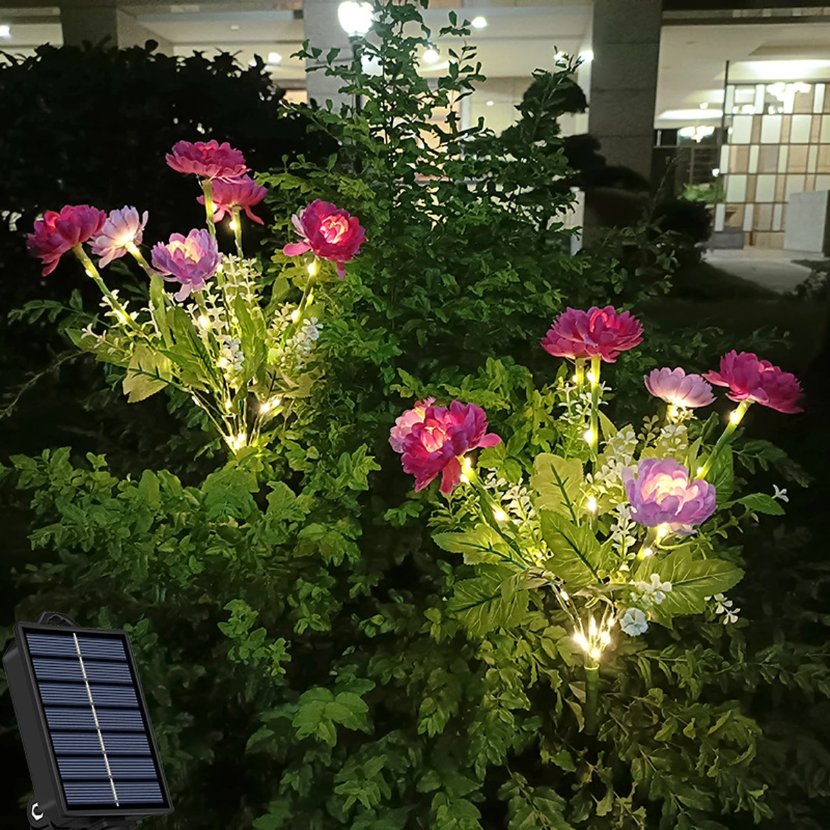 Solar LED Lights Snow Lotus Flower Lawn Lamp IP65 Outdoor Waterproof  For Yard Patio Garden Decoration Flower Holiday Party Lamp