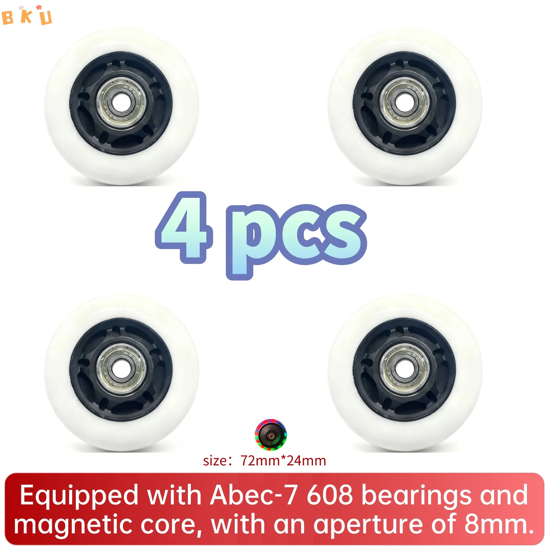 عجلات تزلج LED متوهجة مكونة من 4 محامل PU ABEC-7 مقاس 72 مم، عجلات مضيئة متعددة الألوان للزلاجات المضمنة والدراجات البخارية والأمتعة