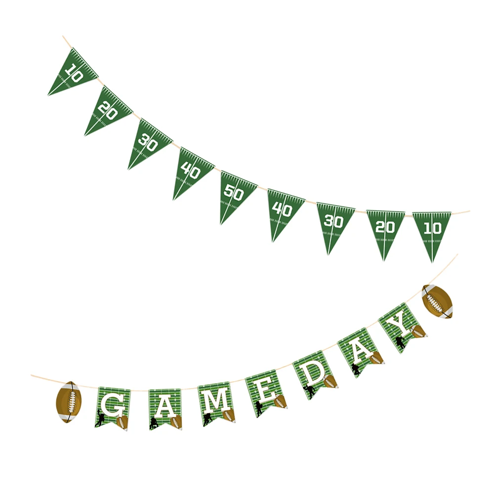 

2 Pcs Rugby Flag Decoration Football Game Banner American Style Birthday Decorations