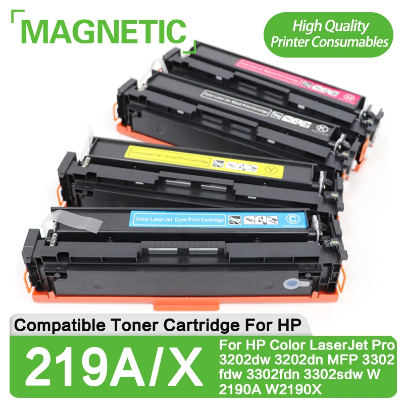 

Совместимый тонер-картридж 219A 219X W2190A W2190X для HP Color LaserJet Pro 3202dw 3202dn MFP 3302fdw 3302fdn 3302sdw 3303fdw