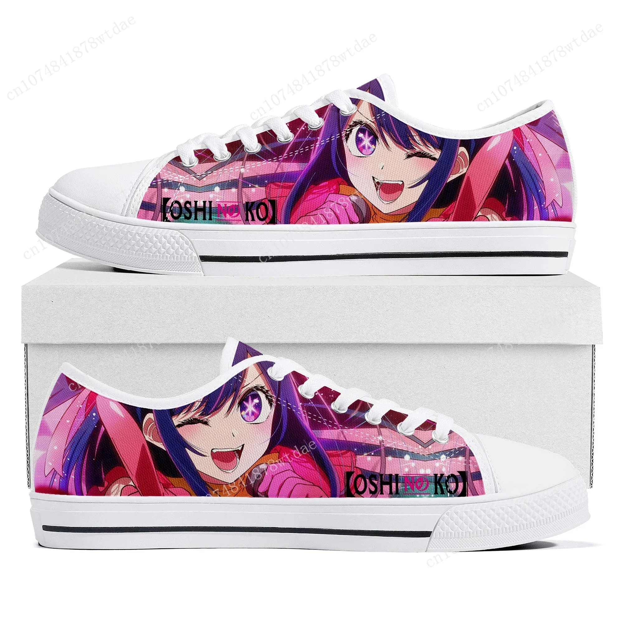 Oshi No Ko Low Top Sneakers Womens Mens Teenager Hoshino Ai High Quality Canvas Sneaker Couple Comics Manga Custom Made Shoes