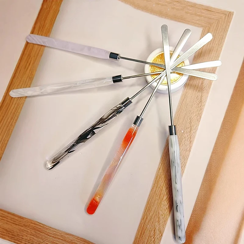 1Pcs Acryl Griff Nail art Rührstab Mischen Spatel Flüssige Foundation Farbe Gel Pulver Mischen Stick Schaber Make-Up-Tools