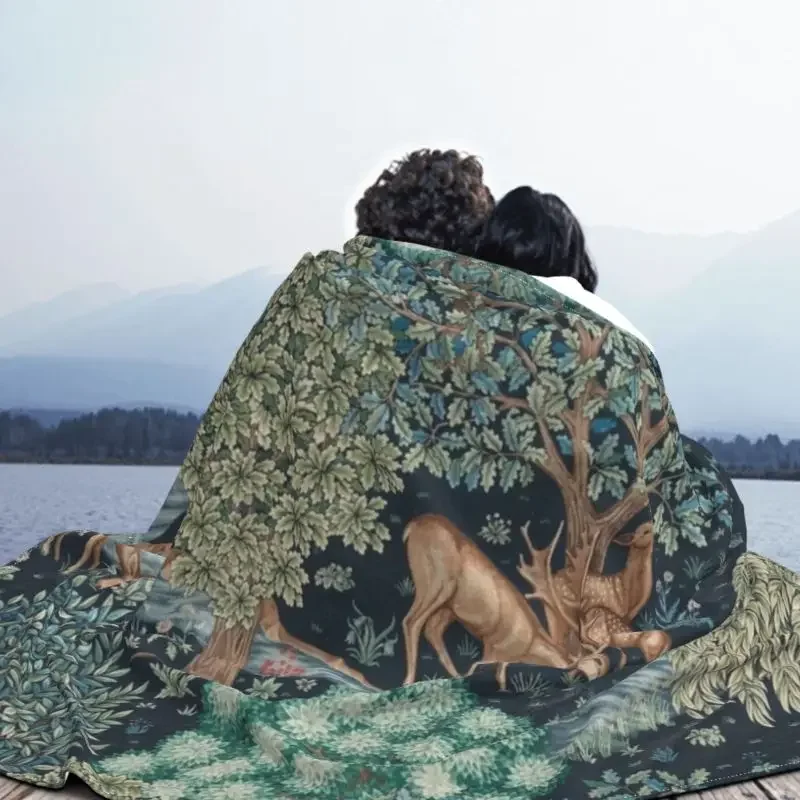 William Morris Deer Throw Blanket Sofa Fleece Warm Flannel Textile Pattern Blankets for Bedding Car Couch Bedspreads