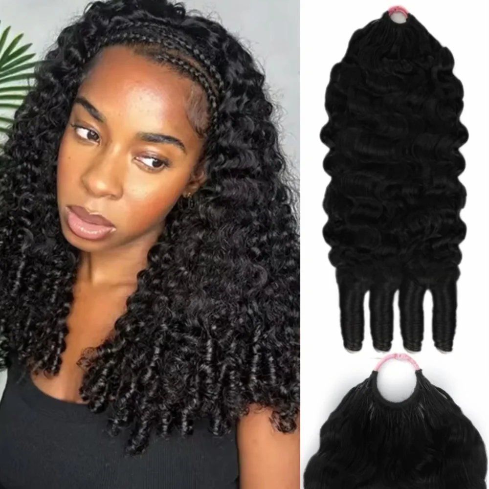 

Предварительно разделенные, безузловые, прочные, многоразовые, 30-дюймовые бирманские кудрявые волосы для плетения крючком из натуральных человеческих волос, с предварительно нанизанными петлями, для женщин