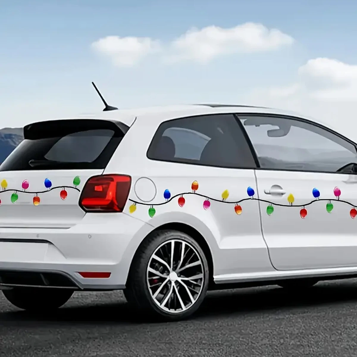 مجموعة ملصقات سيارة عيد الميلاد مكونة من 20 قطعة - نمط لمبة إضاءة للعطلات، سهلة التقشير واللصق لتزيين العطلات للسيارات