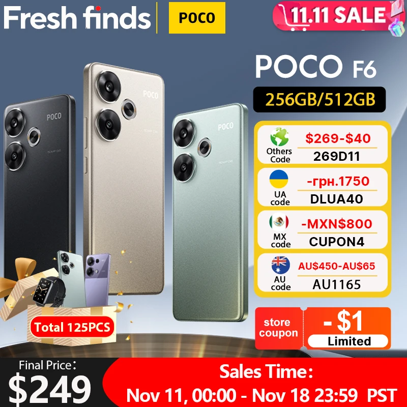 World Premiere POCO F6 Smartphone Global Version Snapdragon®8s Gen 3 NFC 120Hz Flow AMOLED 90W Turbo Charging 5000mAh Battery