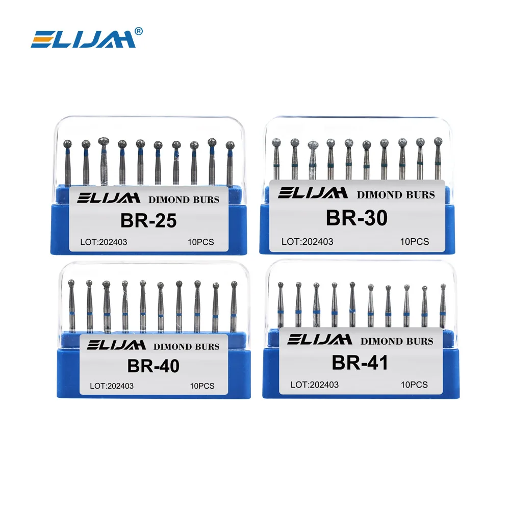 ELIJAH 1 Box Dental Diamond Bur Multiple Model Optional Fit For Dental High Speed Handpiece Dental Instrument Tool BR TR Series
