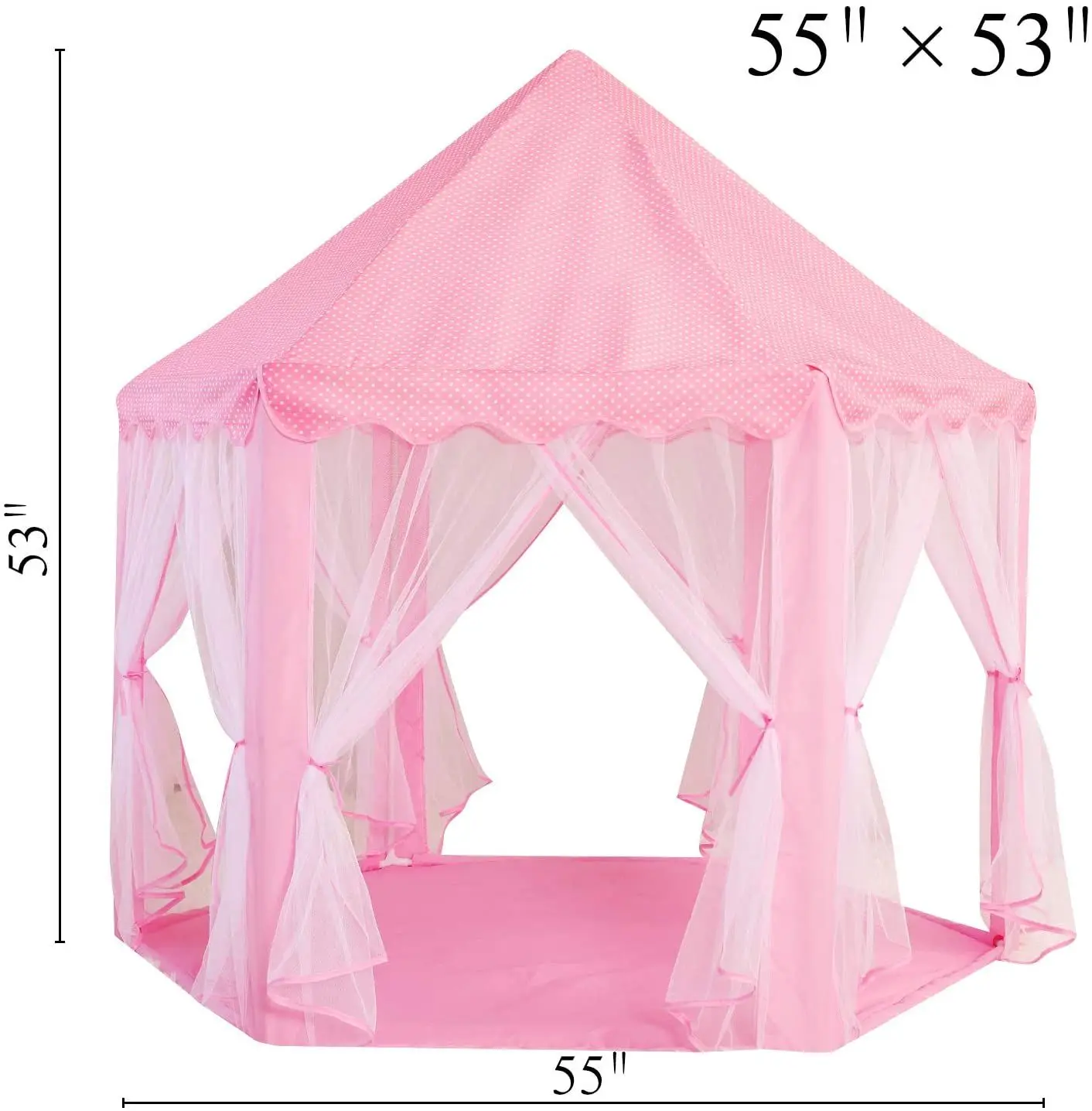 Tenda da castello principessa pieghevole portatile per interni ed esterni Tenda da gioco per bambini divertente per bambini Casa delle fate Tenda da gioco per bambini (luci stellari a LED calde)