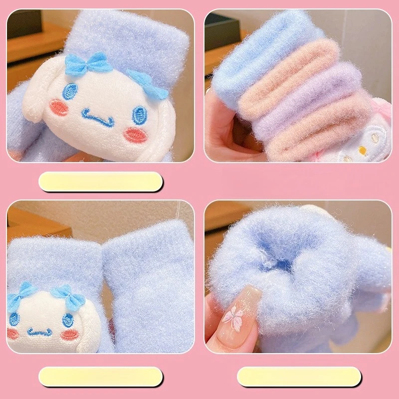 MINISO لطيف سانريو قفازات الأطفال الشتاء الفتيات كورومي خمسة أصابع مجموعة زائد الصوف الدافئة والباردة واقية إصبع مجموعة